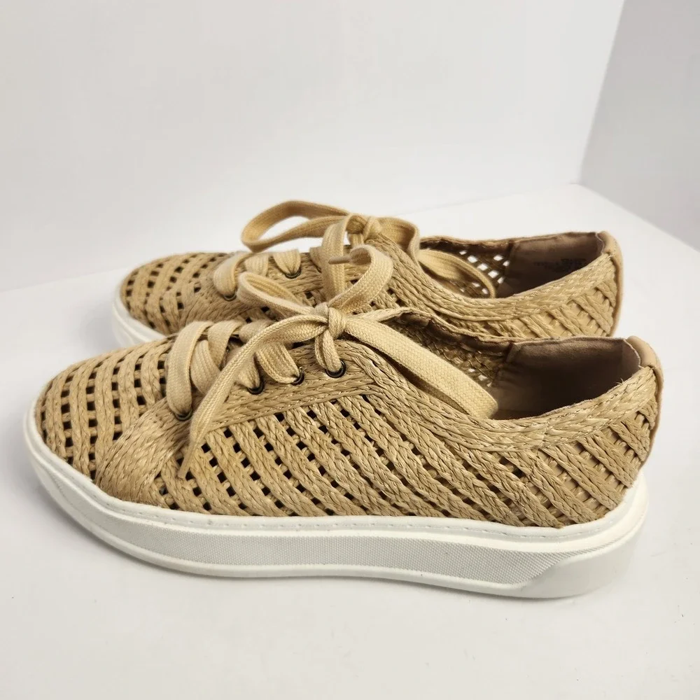 Charles David Sport Women's Raffia Platform Casual‎ Sneakers Tan Size 7.5M